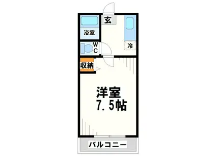 ハイツY(1K/1階)の間取り写真