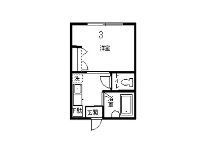 京成千葉線 西登戸駅 徒歩3分 2階建 築31年(1K/2階)の間取り写真