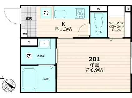 ヴィヴレ田端(1K/2階)の間取り写真