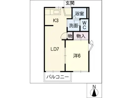 トップヒル12 A(1DK/2階)の間取り写真