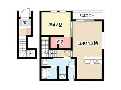 リーブルファイン下之一色町(1LDK/2階)の間取り写真