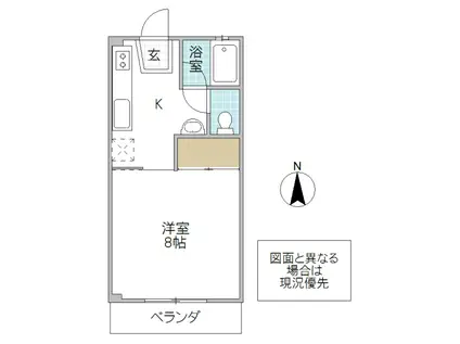 プレステージII(1K/1階)の間取り写真