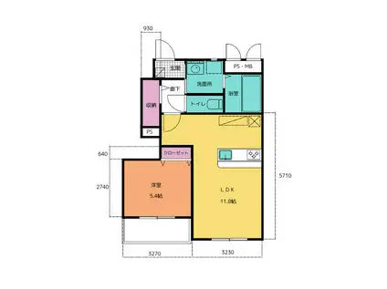 エクシードK(1LDK/1階)の間取り写真
