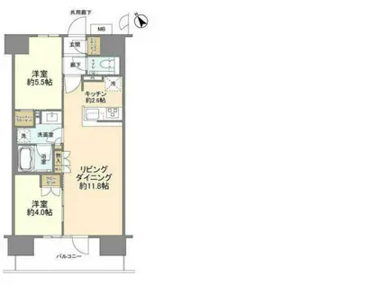入谷駅 駅近5分 (2LDK/4階)の間取り写真