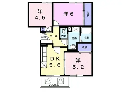 サンガーデン北川II(3DK/3階)の間取り写真