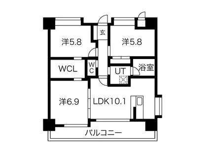 ヒルクレスト菊陽グランデ(3LDK/4階)の間取り写真