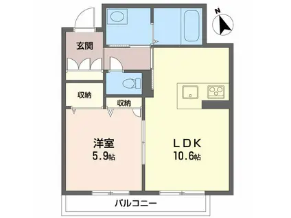 ベレオ アトリエール住吉(1LDK/2階)の間取り写真