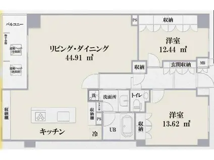 プレノ小石川(2LDK/5階)の間取り写真