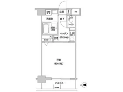 レ フォンテーヌ聖蹟(1K/3階)の間取り写真