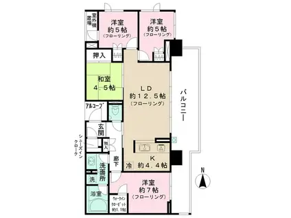 グランドメゾン東伏見(4LDK/3階)の間取り写真