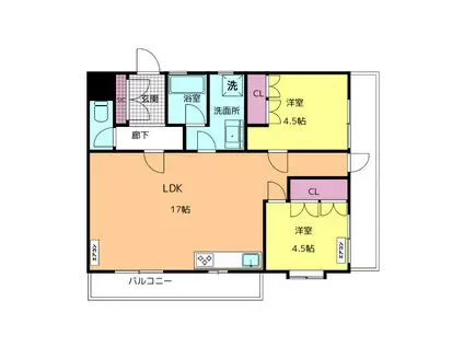 コーポリッチII(2LDK/3階)の間取り写真