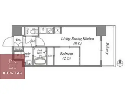 セレーノ南森町(1LDK/5階)の間取り写真