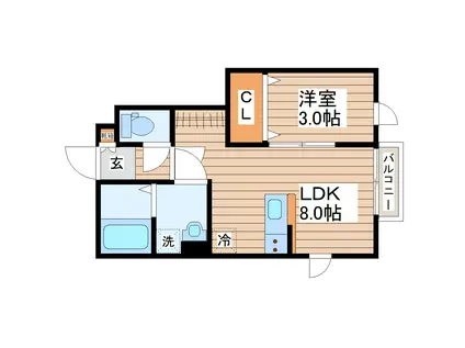 ガス割 第九弾 ESCONDITE卸町II(1LDK/1階)の間取り写真
