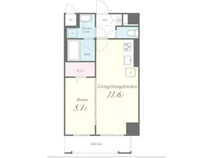 日暮里・舎人ライナー 見沼代親水公園駅 徒歩1分 10階建 築6年(1LDK/7階)の間取り写真