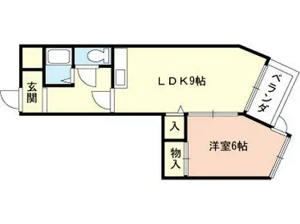 スカイハイツ三木町(1LDK/8階)の間取り写真