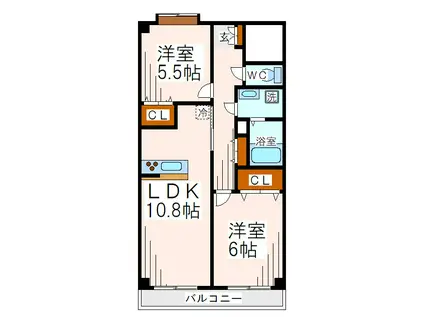 ガーデンヒルズヒラヤマ(2LDK/3階)の間取り写真