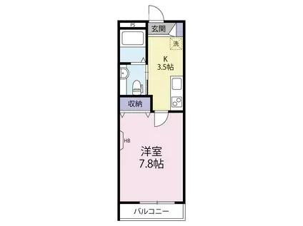 MY FLATS ウエスト(1K/2階)の間取り写真