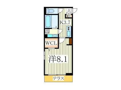 ヴァン・ヴェールおおたかの森 I(1K/2階)の間取り写真