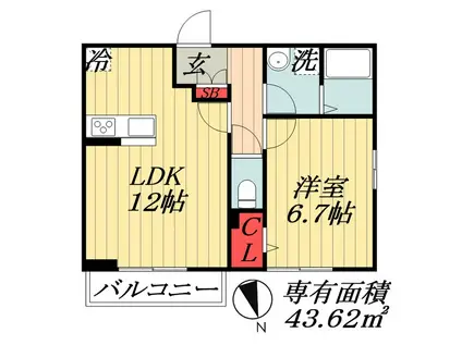 アウラ西船(1LDK/3階)の間取り写真