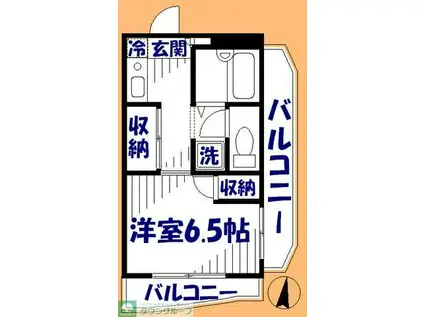 パルクルーエ(1K/1階)の間取り写真