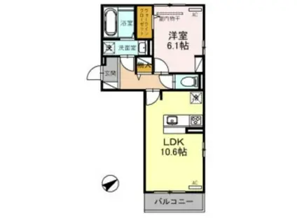パストラル大美野(1LDK/2階)の間取り写真