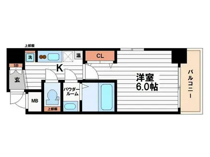 ウイングコート船場(1K/10階)の間取り写真