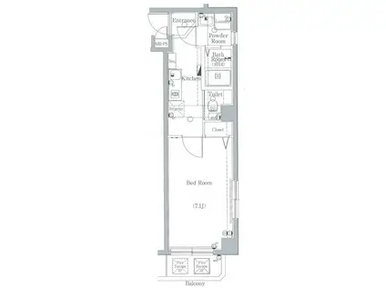 ヴォーガコルテ多摩川II(1K/4階)の間取り写真