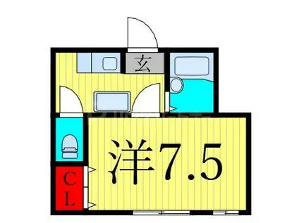 コーポ長棹(1K/1階)の間取り写真