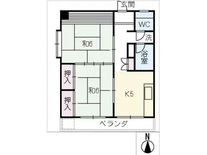 グリーンビル(2K/5階)の間取り写真