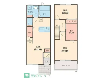 サウスコート(2SLDK/1階)の間取り写真