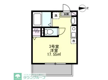 ベルカーサ本木(ワンルーム/3階)の間取り写真