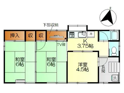 宮首アパート(3K/2階)の間取り写真