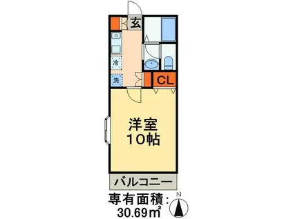 グランメール四番館(1K/1階)の間取り写真