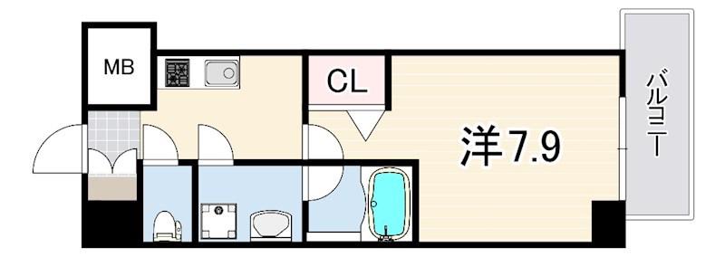 ラナップスクエア湊川公園(1K/6階)の間取り写真