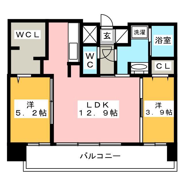 エンクレスト天神AVANT (2LDK/11階)の間取り写真