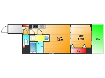Mクリス(1LDK/3階)の間取り写真