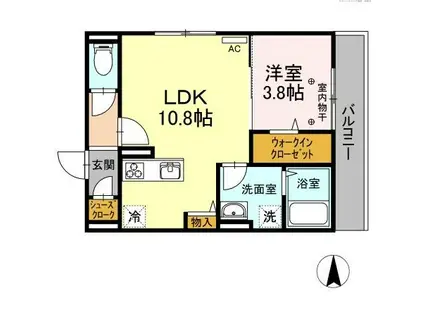 メゾン伊都 A棟(1LDK/2階)の間取り写真