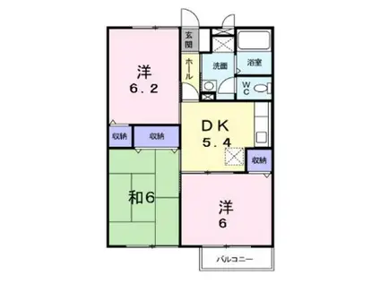 フォンテーヌ城山(3DK/2階)の間取り写真