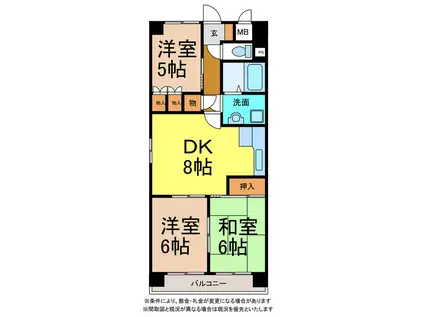 大成マンション(3DK/1階)の間取り写真