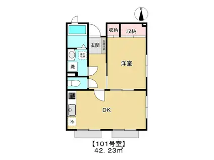 ラフィネ上池台(1DK/1階)の間取り写真