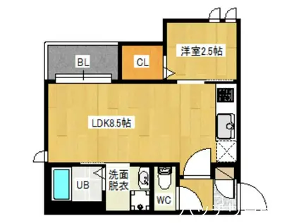 REGALEST大橋東(1LDK/1階)の間取り写真