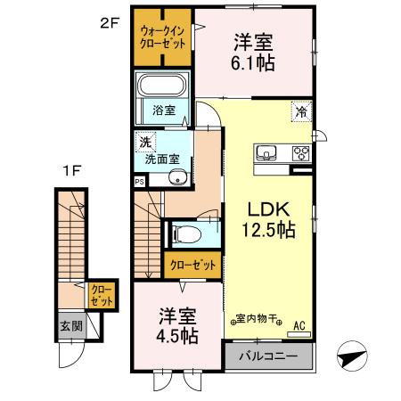 サニーメゾン大野台(2LDK/2階)の間取り写真