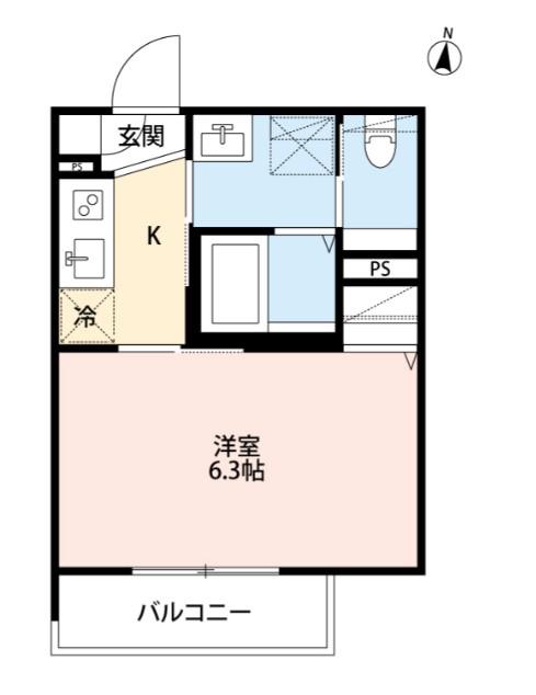 ヘゼリヒフラット 中浦和(1K/3階)の間取り写真