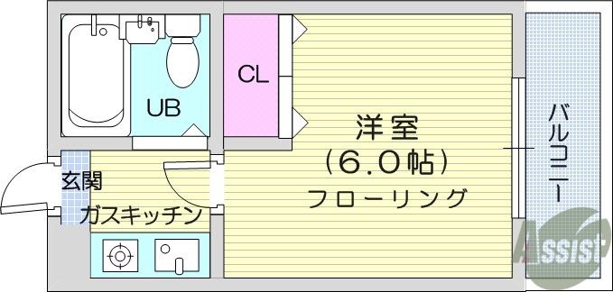 プレステージ横田(1K/4階)の間取り写真