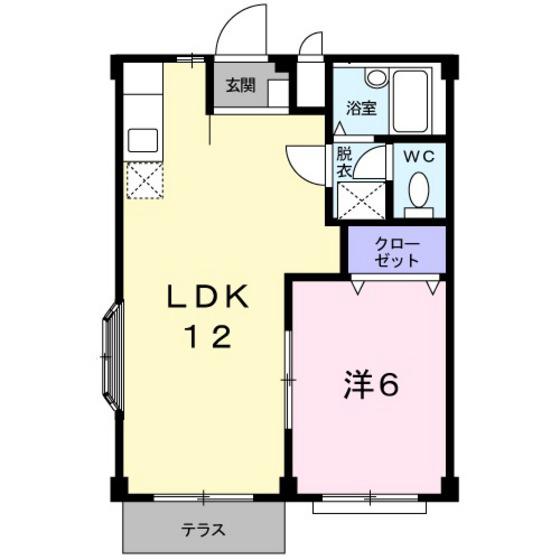 エルディム天王(1LDK/1階)の間取り写真