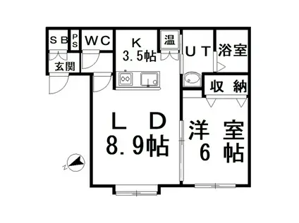 ラルジュ(1LDK/2階)の間取り写真