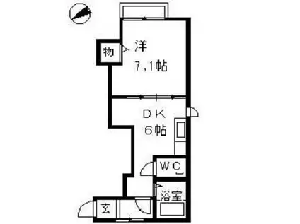 ドミールカサイ(1DK/2階)の間取り写真