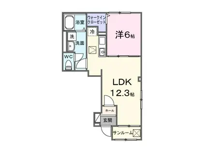 オリエンタルレジデンスVII(1LDK/1階)の間取り写真