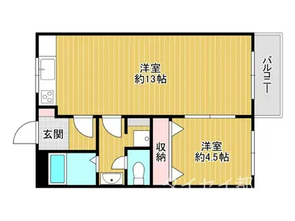 大宮マンション(1LDK/5階)の間取り写真