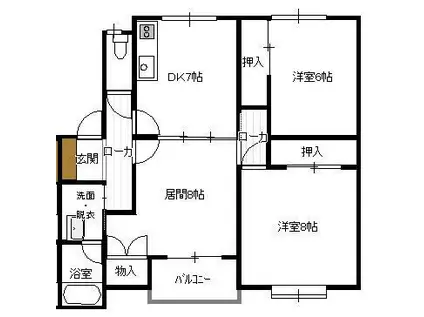 アーバンハイツM6号館(3DK/2階)の間取り写真